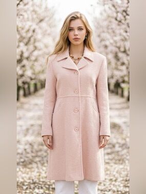 Nicole Blush Pink Long Single-Breasted Trench Coat